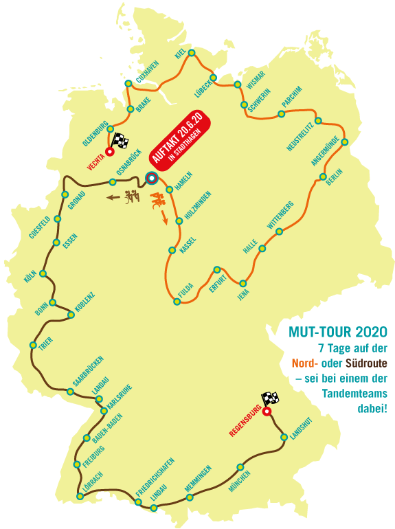 Streckenverlauf der MUT-TOUR 2020